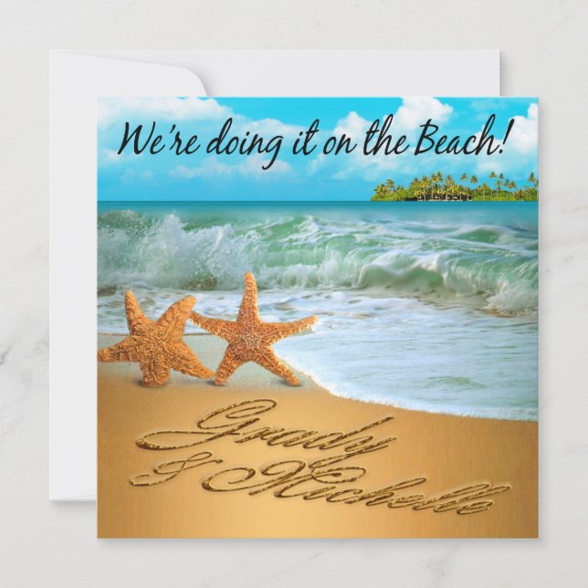 Invitation Les étoiles de mer couplent DEMANDENT À FAIRE (Devant)