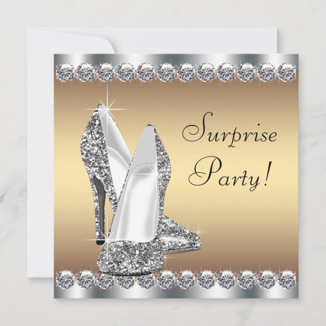 Invitation Les femmes d'argent et d'or surprennent fête d'ann (Devant)