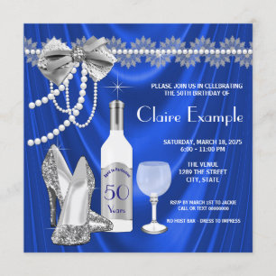 Invitation Les femmes du Royal Blue et de l'argent vieillies