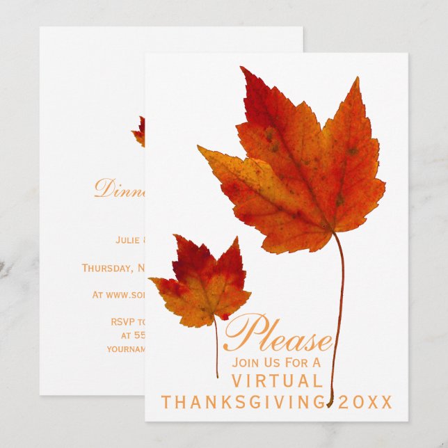 Invitation Les Feuilles de l'érable d'automne de Thanksgiving (Devant / Derrière)