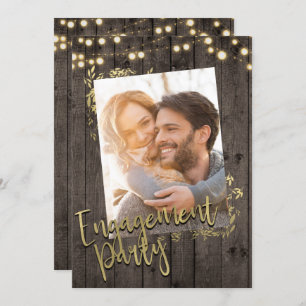 Invitation Les Feuilles d'or éclairent le Fiançailles de bois