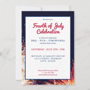 Invitation Les feux d'artifice 4 juillet modernes