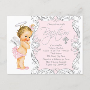 Invitation Les filles Angel Baptême