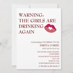 Invitation LES FILLES BOIVENT À NOUVEAU Week-end d'enterremen