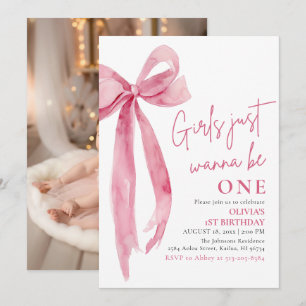 Invitation Les Filles De Bow Rose Veulent Être Un 1Er Anniver