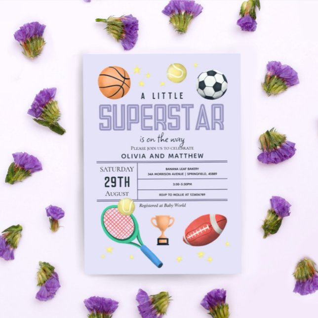 Invitation Les filles mignonne Purple Sports Superstar Baby s (Créateur téléchargé)