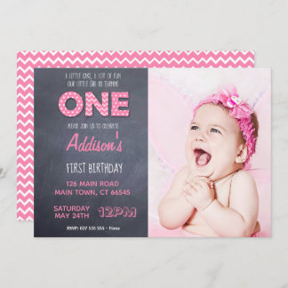 Invitation Les filles mignonnes 1er tableau noir rose