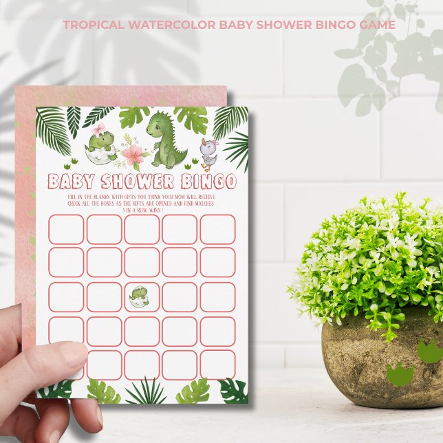 Invitation Les Filles Peuvent Aussi Rôler ! ' Activité baby s (Girls Can Roar Too!' Baby Shower Bingo Activity Invitation)