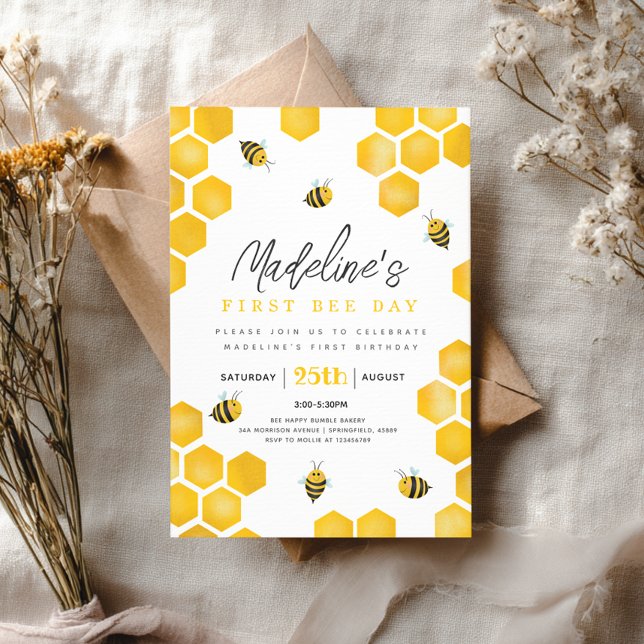 Invitation Les filles sucrent été première abeille Jour 1er a (Créateur téléchargé)