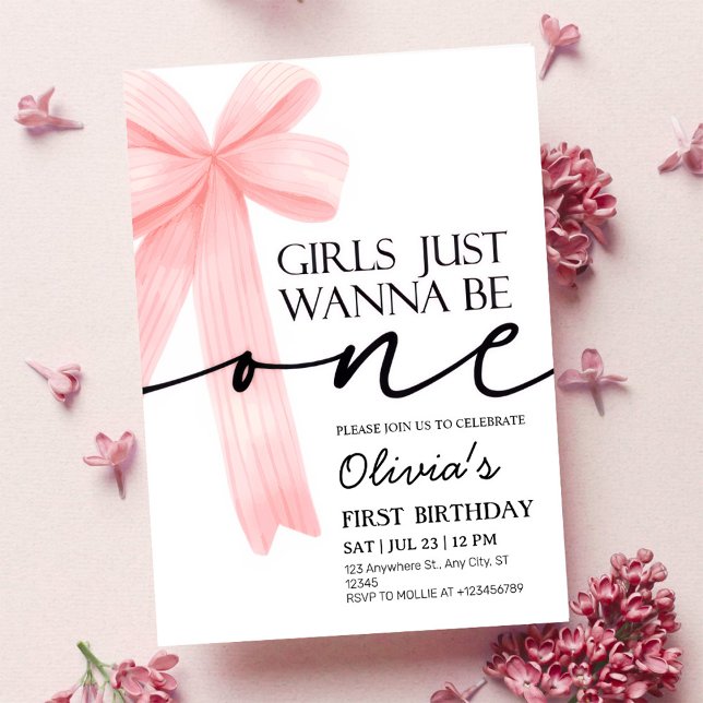 Invitation Les filles veulent juste être un garçon rose 1er a (Créateur téléchargé)