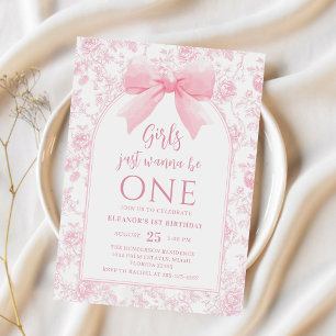 Invitation Les filles veulent juste être un garçon rose 1er a
