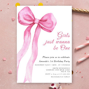 Invitation Les Filles Veux Juste Être Un Bow Rose Premier Ann