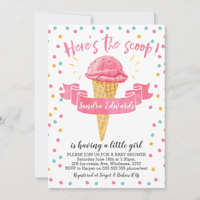 Invitation Les filles Voici l'invitation du Baby shower Scoop (Devant)