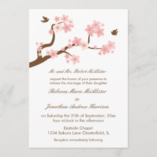 Invitation Les fleurs de cerisiers en blanc