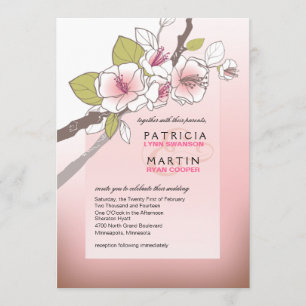 Invitation Les fleurs de cerisiers en fleurs rose Mariage