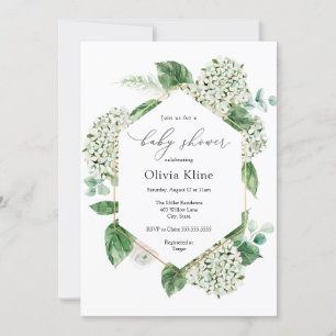 Invitation Les fleurs d'Hydrangea et le Baby shower verdoyant
