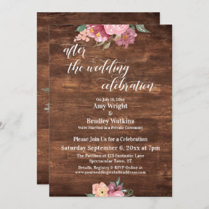 Invitation Les fleurs roses se Russent après la fête Mariage