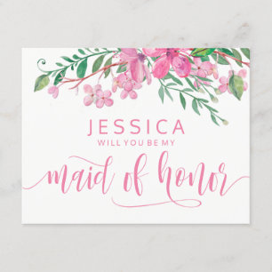 Invitation Les fleurs roses seront-elles ma femme d'honneur ?