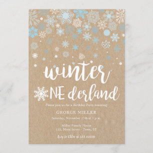 Invitation Les flocons de neige des merveilles d'hiver 1er an