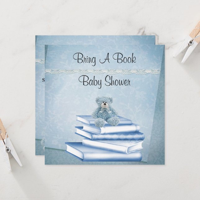 Invitation Les Garçons Apportent Un Baby shower De Livre (Devant/Arrière en situation)