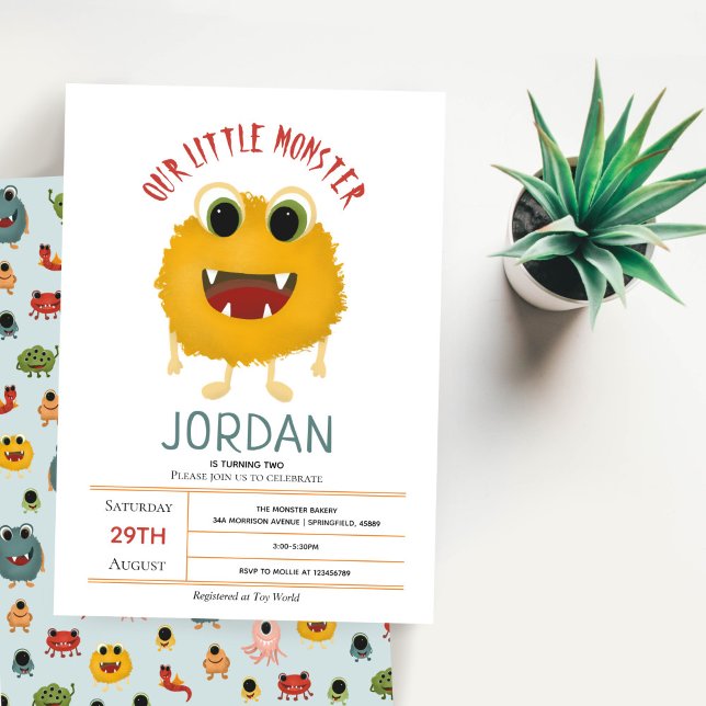 Invitation Les garçons mignons et amusants Monster Anniversai (Créateur téléchargé)
