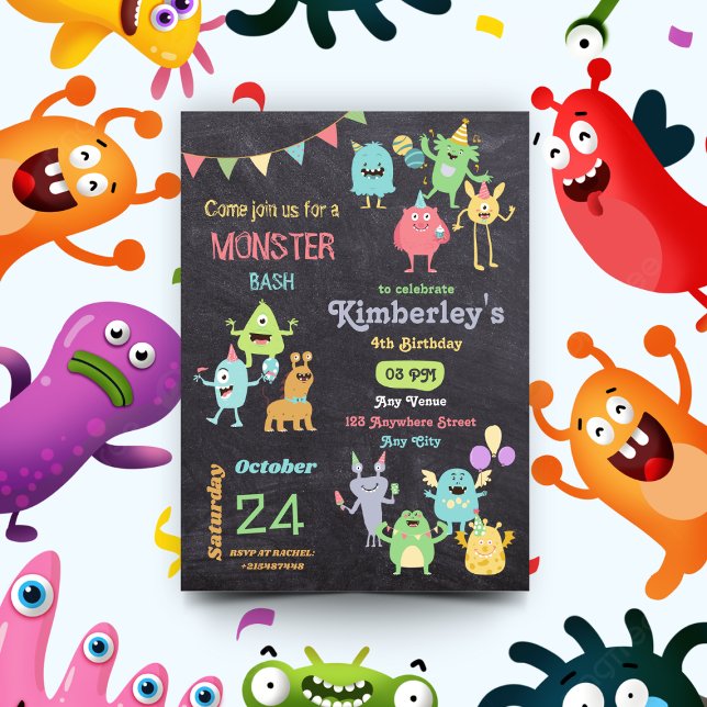 Invitation Les garçons mignons et amusants Monster Anniversai (Créateur téléchargé)