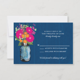 Invitation Les guirlandes de Gerber orange et rose Mason Jar 