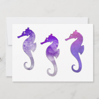 Invitation Les hippocampes d'aquarelle pourpre