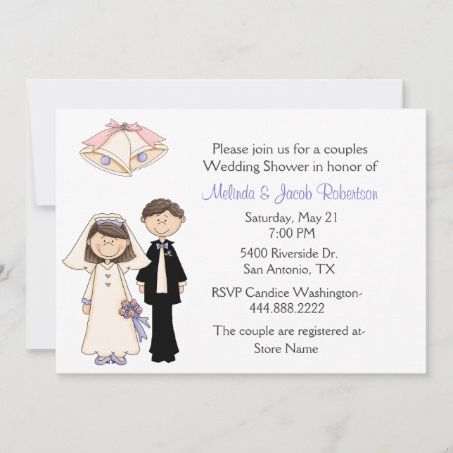 Invitation Les jeunes mariés couplent l'invitation de wedding (Devant)