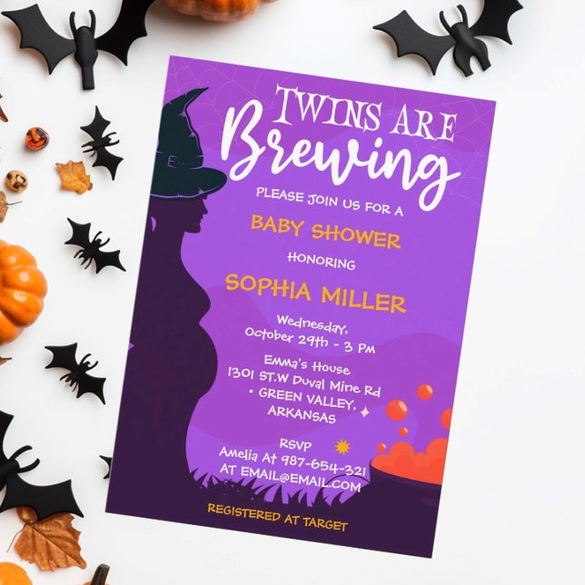 Invitation Les jumeaux brassent Halloween Witch Baby shower I (Créateur téléchargé)