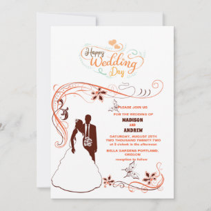 Invitation les mariées élégante mariage de silhouette classiq