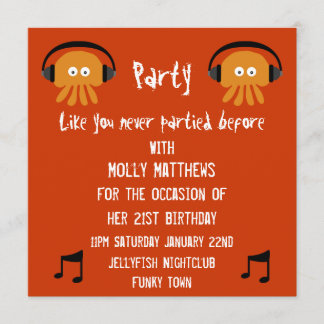 Invitation Les méduses oranges géniales DJ party
