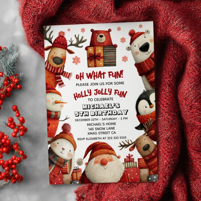 Invitation Les mignons animaux de Père Noël Festivent Noël En (Créateur téléchargé)