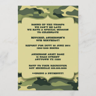 Invitation Les militaires d'armée camouflent l'invitation de