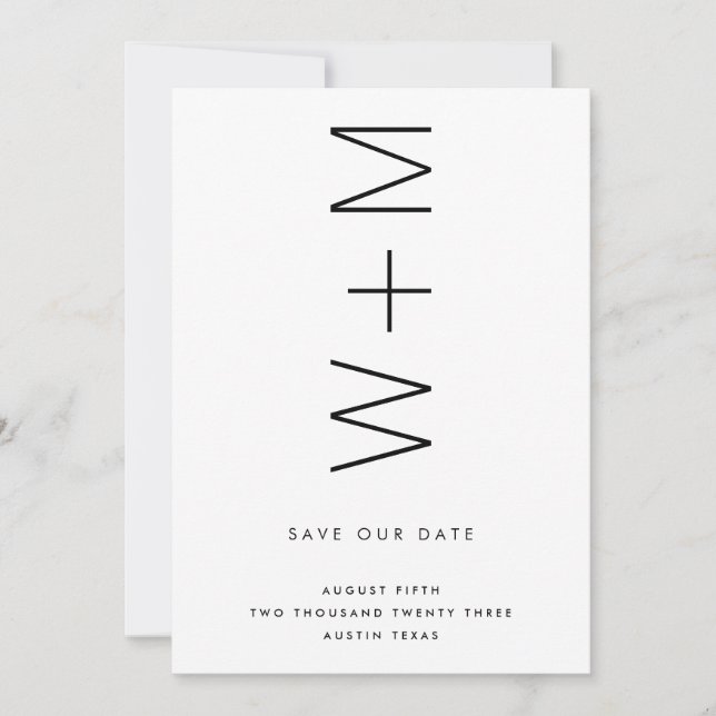 INVITATION LES NOMS MODERNES DE MONOGRAMME INTÉGRENT LA DATE (Devant)