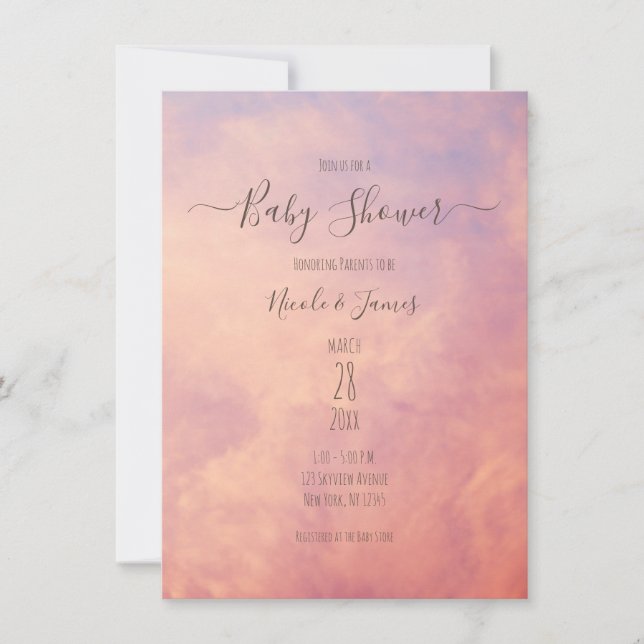 Invitation Les nuages roses Dreamy Celestiy Sky Baby shower (Devant)