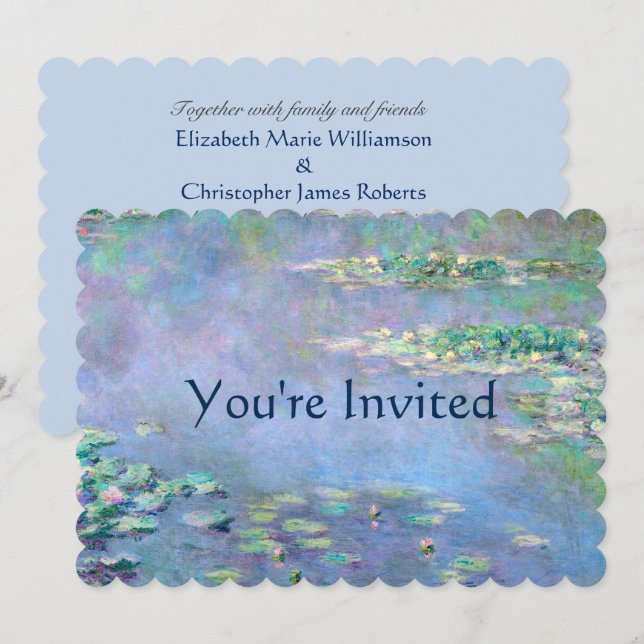 Invitation Les Nympheas Water Lilies Monet Fine Art Mariage (Devant / Derrière)