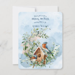 Invitation Les oiseaux bleus dans une couronne de Fête des ma