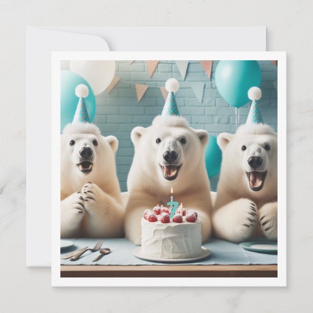 Invitation Les ours polaires mangent du gâteau, portent l'inv (Devant)