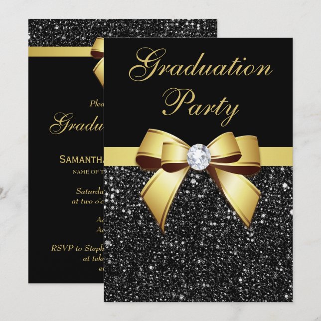 Invitation Les paillettes de Faux de fête de remise des (Devant / Derrière)
