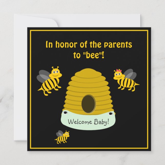 Invitation Les parents à l'abeille gaffent le baby shower (Devant)