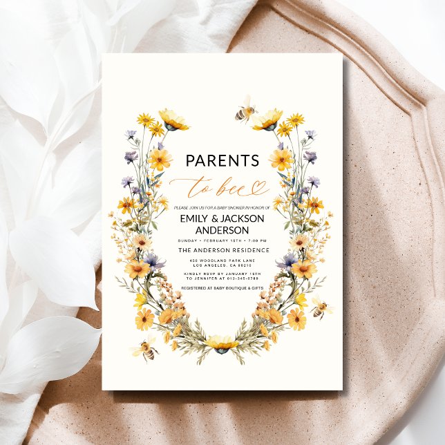 Invitation Les parents d'être Fleur sauvage Couples Baby show (Créateur téléchargé)