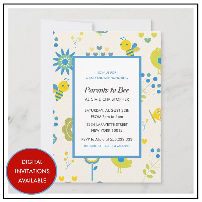 Invitation Les parents invitent à être des fleurs neutres (parents to bee invitations gender neutral floral baby shower)