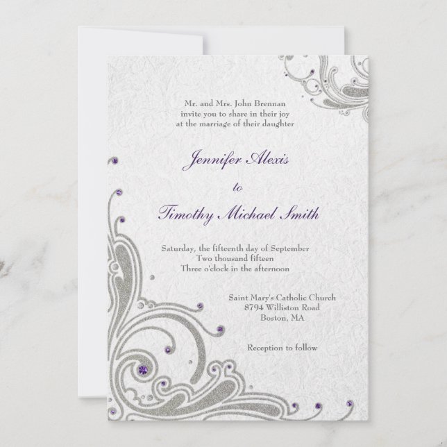 Invitation Les parties scintillantes argentées tourbillonnent (Devant)