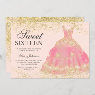 Invitation Les parties scintillantes chics d'or rougissent le