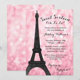Invitation Les parties scintillantes roses de Paris Bokeh