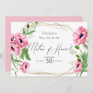 Invitation Les pavots roses seront-vous mon maître d'honneur