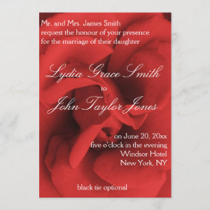 Invitation Les pétales de la rose rouge invitent à un mariage