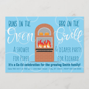 Invitation Les petits pains jumeaux dans l'Oven/BBQ sur le