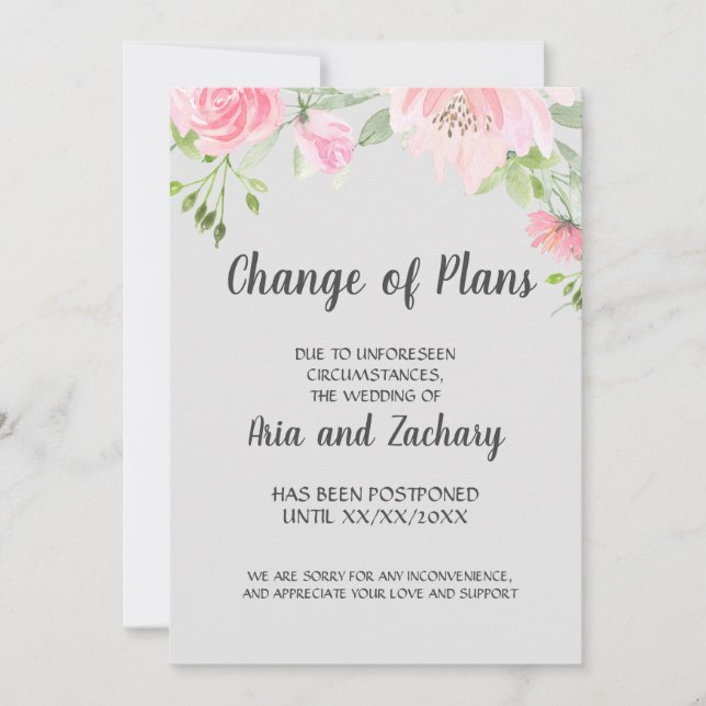 Invitation Les pivoines blanches sur le gris Changement de pl (Devant)